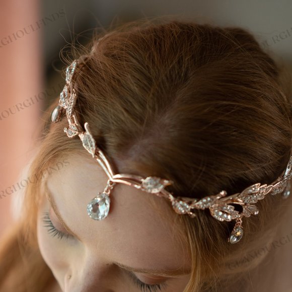 Fairy Crown, Elven Headband, Renaissance Faire Hair accessory, forehead tiara - Picture 4 of 13